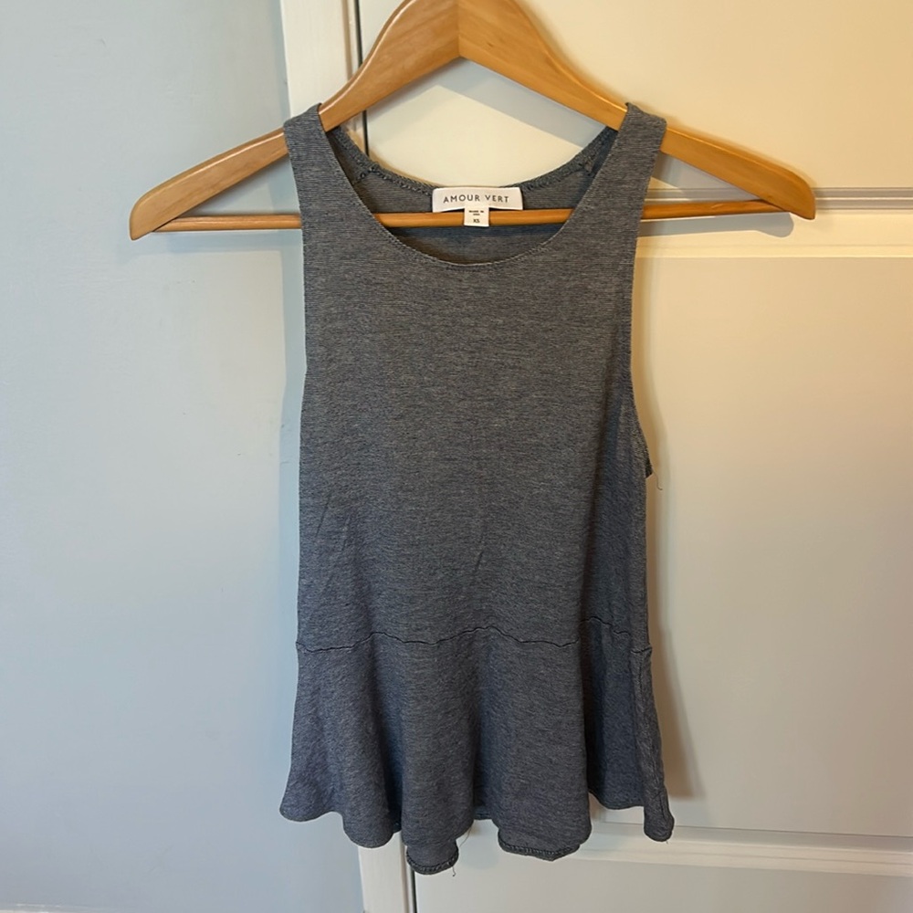 Amour Vert striped tank top peplum blouse extra small